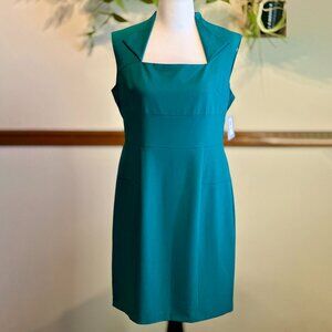 Teal Square-Neck Sheath Dress